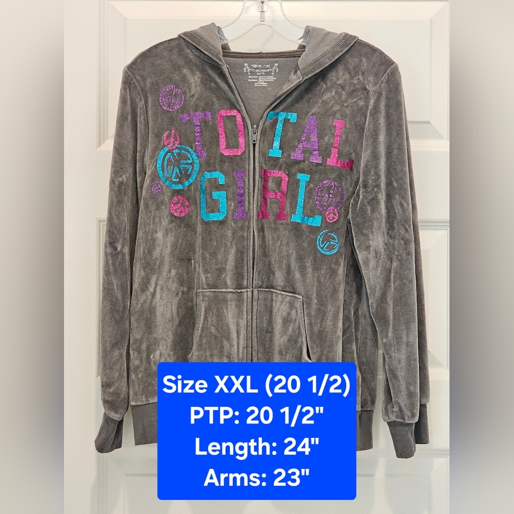 Total Girl Full-Zip Hoodie Jacket w/pockets, EUC, Size 20 1/2 | XXL